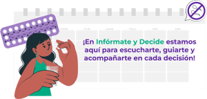 Instrucciones sobre cómo tomar la pastilla del día después correctamente, con una mujer consultando un folleto informativo.